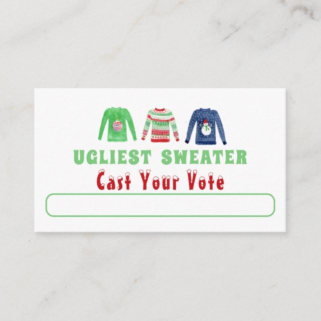 Ugliest Christmas Sweater  Voting Card  (Front)