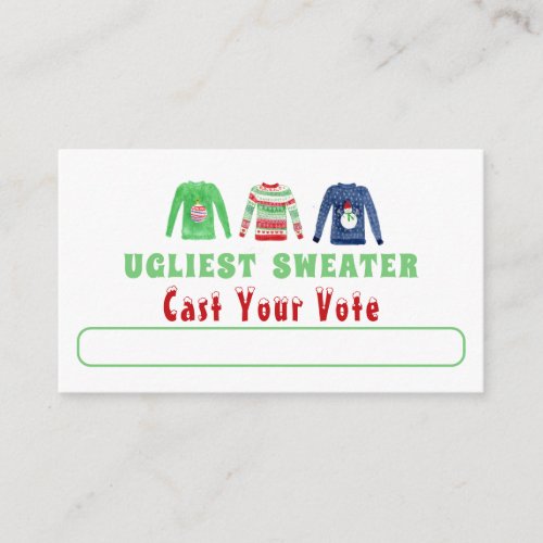 Ugliest Christmas Sweater  Voting Card 
