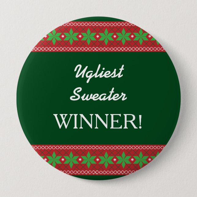 Ugliest Christmas Sweater Winner Pinback Button (Front)