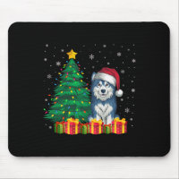 Ugly Alaskan Malamute Santa Hat Christmas Lights D