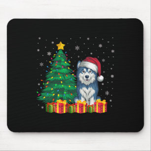 Ugly Alaskan Malamute Santa Hat Christmas Lights D Mouse Pad