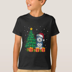 Ugly Alaskan Malamute Santa Hat Christmas Lights D T-Shirt