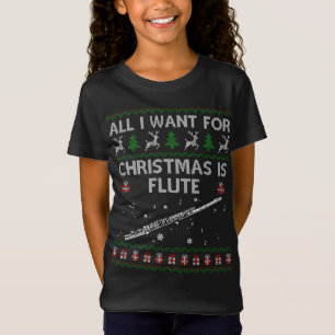 Ugly All I Want For Christmas Sweater Flute Funny