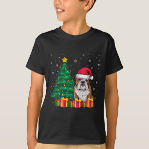 Ugly American Bulldog Santa Hat Christmas Lights D T-Shirt