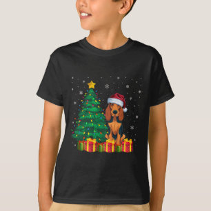 Ugly American English Coonhound Santa Hat Xmas Lig T-Shirt