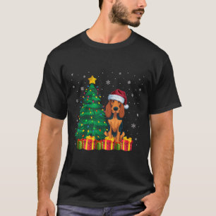 Ugly American English Coonhound Santa Hat Xmas Lig T-Shirt