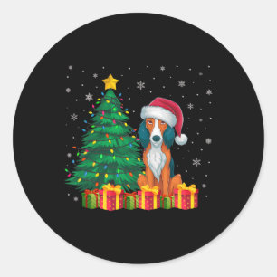 Ugly American Foxhound Santa Hat Christmas Lights Classic Round Sticker