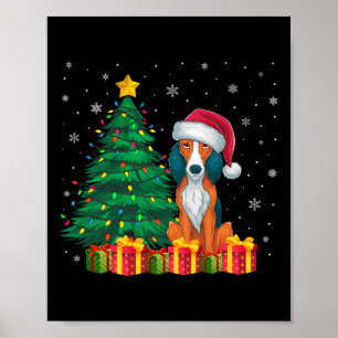 Ugly American Foxhound Santa Hat Christmas Lights Poster