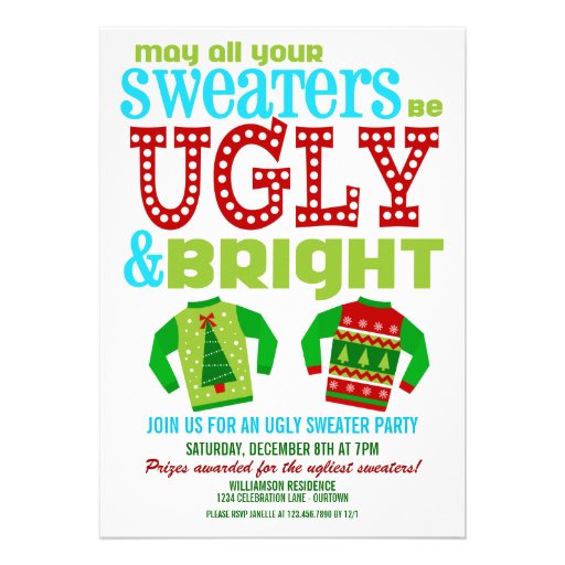Ugly Sweater Holiday Party Invitations 10