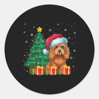Ugly Apoo Santa Hat Christmas Lights Dog Lover Xma Classic Round Sticker