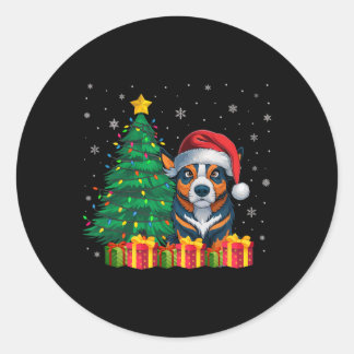 Ugly Australian Cattle Santa Hat Christmas Lights Classic Round Sticker