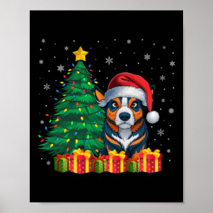 Ugly Australian Cattle Santa Hat Christmas Lights Poster