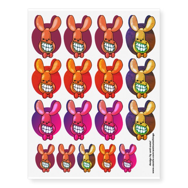 ugly balloon smiling funny cartoon temporary tattoos (Front)
