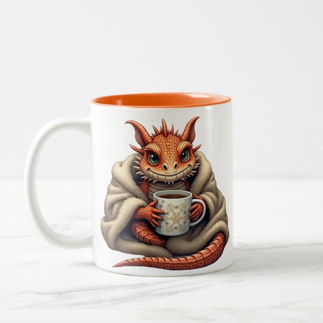 Ugly Bearded Dragon - Cozy Blanket & Coffee Lover  Two-Tone Coffee Mug (Left)