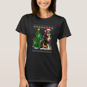 Ugly Bernese Mountain Dog Santa Hat Christmas Tree T-Shirt