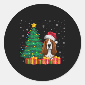 Ugly Bet Hound Santa Hat Christmas Lights Dog Love Classic Round Sticker