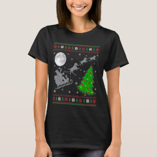 Ugly Black Labrador Dog Xmas Santa Riding Black La T-Shirt