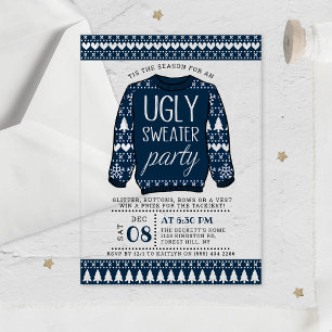 Ugly Blue Christmas Sweater Holiday Party Acrylic Invitations