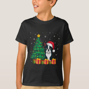 Ugly Boston Terrier Santa Hat Christmas Lights Dog T-Shirt