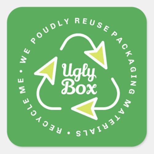 Ugly Box Recycled Packaging Sticker Green  Lime