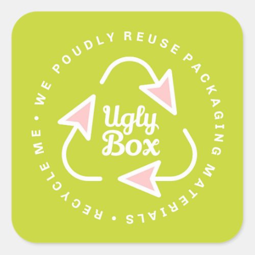 Ugly Box Recycled Packaging Sticker Lime  Pink