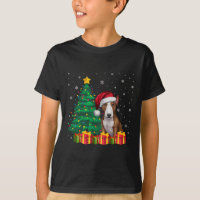 Ugly Bull Terrier Santa Hat Christmas Lights Dog L