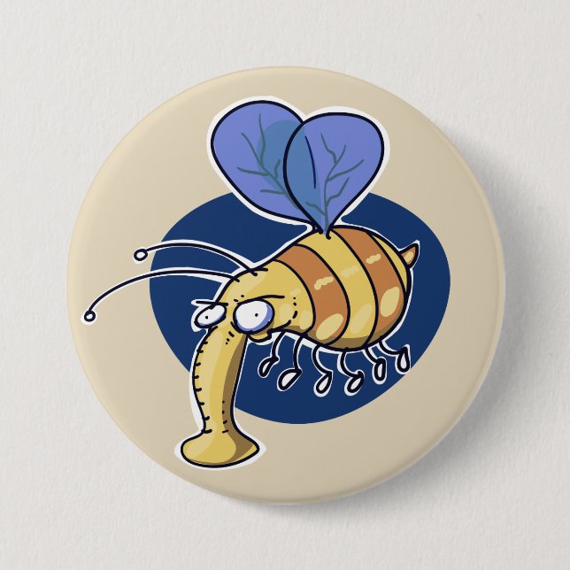 ugly bumble bee funny cartoon button (Front)