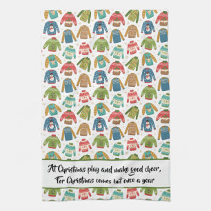 Ugly But Cute Ugly Christmas Sweater Holiday Quote Kitchen Towel