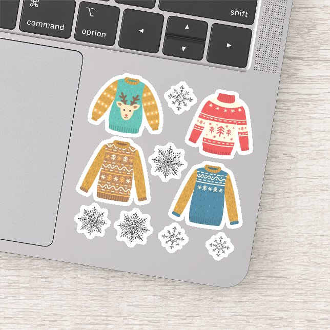 Ugly But Cute Ugly Christmas Sweaters Holiday Sticker (Detail)