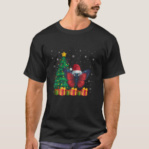 Ugly Butterfly Santa Hat Christmas Tree Lights Paj T-Shirt
