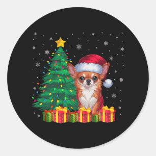 Ugly Chihuahua Santa Hat Christmas Lights Dog Love Classic Round Sticker