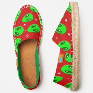 ugly christmas alien red stars espadrilles