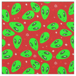 ugly christmas alien red stars fabric