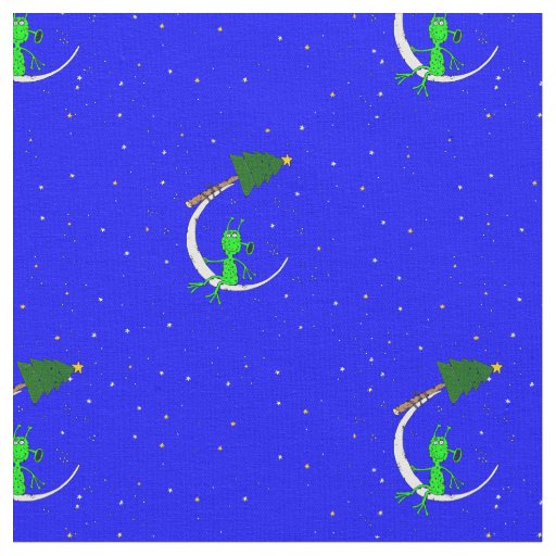 ugly christmas alien xmas tree moon fabric