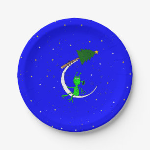 ugly christmas alien xmas tree moon paper plates