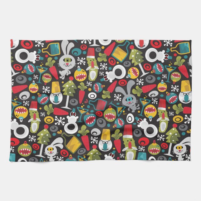 Ugly Christmas and Happy New Year Kitchen Towel (Horizontal)