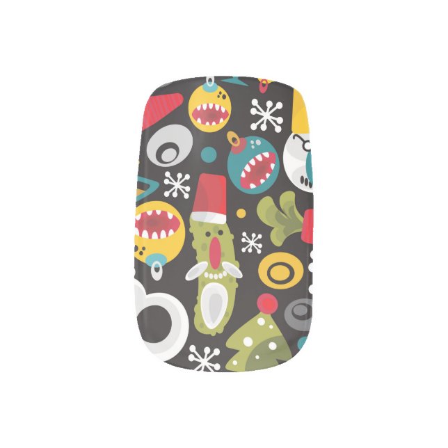 Ugly Christmas and Happy New Year Minx Nail Art (Left Thumb)