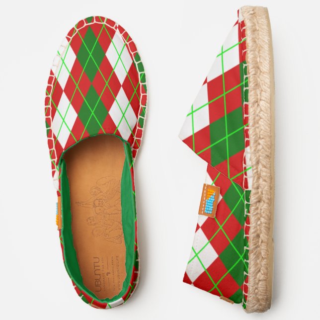 ugly christmas argyle plaid retro espadrilles (Side)