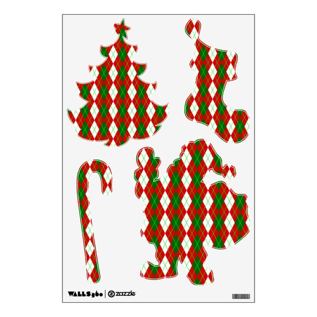 ugly christmas argyle plaid retro wall decal (Front)