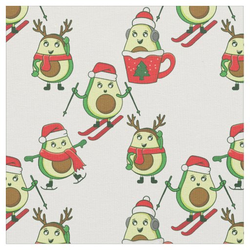 ugly christmas avocado ski santa fabric