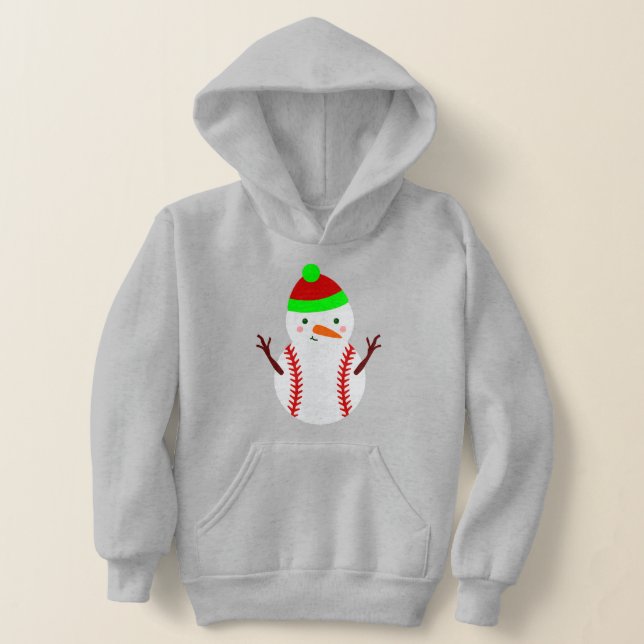ugly christmas baseball snowman funny hoodie (Laydown)