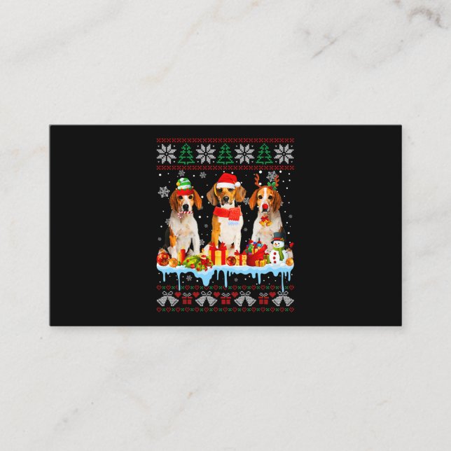 Ugly Christmas Beagle Dog Santa Xmas Dog Costume 7 Business Card (Front)