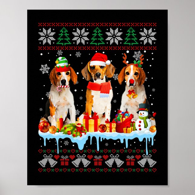 Ugly Christmas Beagle Dog Santa Xmas Dog Costume 7 Poster (Front)