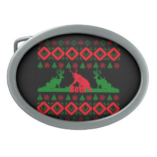 Ugly Christmas beer Oval Belt Buckle