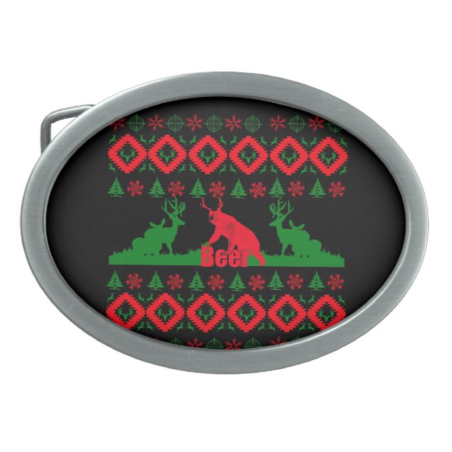 Ugly Christmas beer Oval Belt Buckle (Front)
