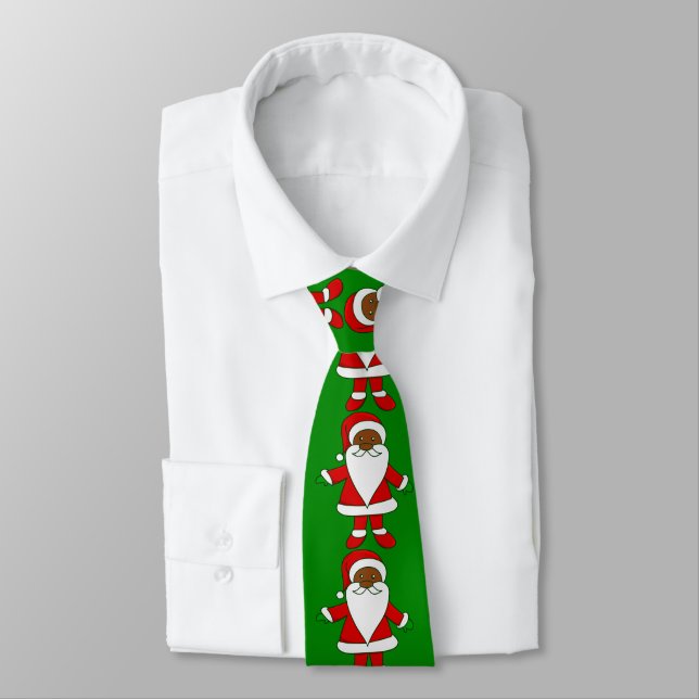 ugly christmas black african american santa claus neck tie (Tied)