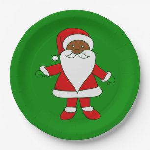 ugly christmas black african american santa claus paper plates