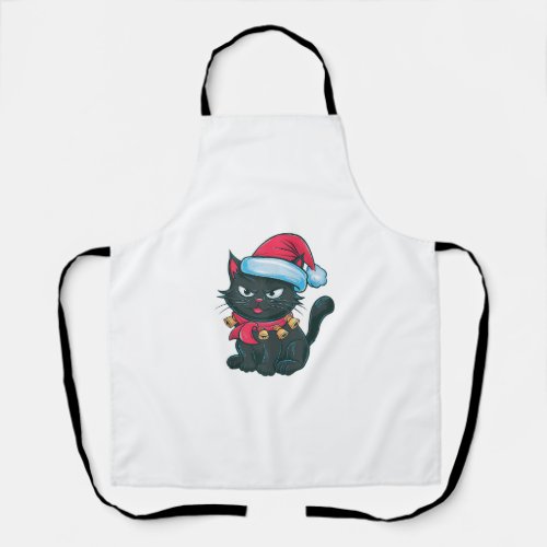 Ugly Christmas Black Cat Santa Hat Scarf Holiday 1 Apron