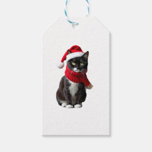Ugly Christmas Black Cat Santa Hat Scarf Holiday C Gift Tags