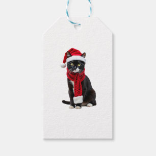 Ugly Christmas Black Cat Santa Hat Scarf Holiday C Gift Tags